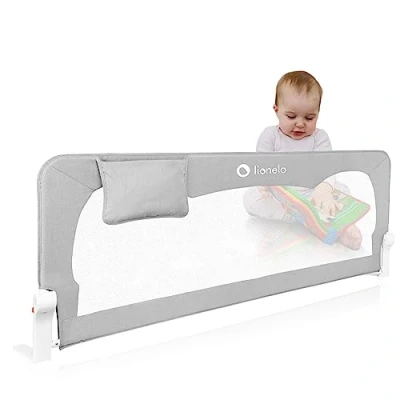 Immagine di LIONELO Hanna sponda letto universale barriera protettiva per alta 65 cm installazione facile 180 gradi di reclinazione pieghevole con blocco standsafe, grigio