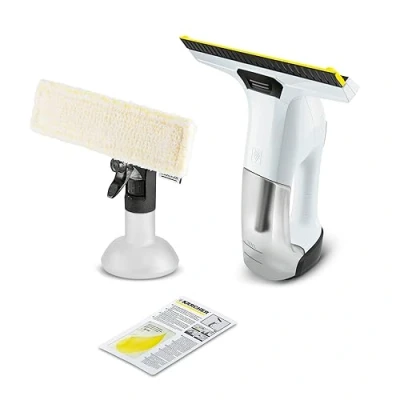 Immagine di Kärcher Window Vac WV 6 Plus, batteria extra lunga, durata di 100 min, indicatore a LED, ugello aspirazione: 280 mm, flacone spray con panno in microfibra, detergente concentrato da 20