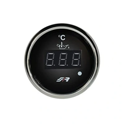 Immagine di Simoni Racing OT/C Chrome Rim line Strumento Temperatura Olio, Indicatore Digitale Olio con Display a LED per Auto o Camion, Illuminazione Rossa