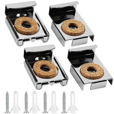 Immagine di 4 Pezzi Ganci per Specchio a Muro,Clip Specchio, Appendi con prigionieri e Vit,Bathroom Mirror Glass Wall Hanging Fixing Kit Appendere Oggetti Incorniciati, Immagini, Specchi