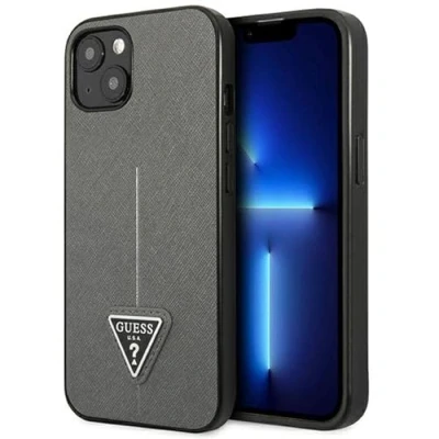 Immagine di GUESS GUHCP13MPSATLG Custodia rigida per iPhone 13 6,1&quot;, con logo SaffianoTriangle