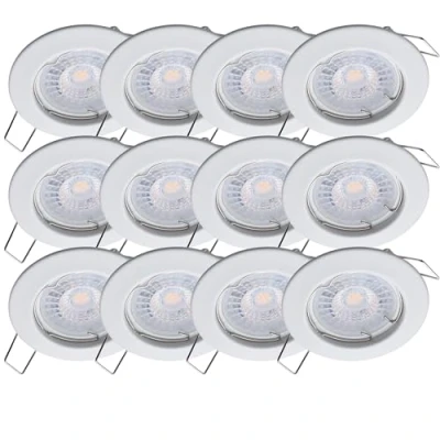 Immagine di Oktaplex lighting Sedan Set di 12 faretti a incasso LED con modulo da 4,8 W 4000K 230V 380lm bianca neutra 110 Spot Bianco, misura del foro 60 70 mm