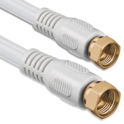 Immagine di 1aTTack.de Cavo per Antenna con connettore coassiale F da Maschio a Femmina, Doppia, Tripla o quadrupla schermatura, 75 Db /85 / 100 110 120 125 Bianco 2,5 m