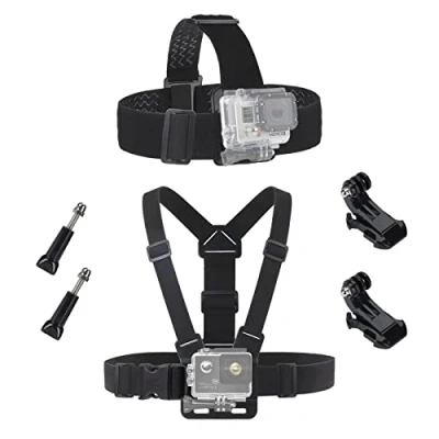 Immagine di Imbracatura da Petto per Action Camera Regolabile Supporto Cam Testa Compatibile con GoPro Hero 7/6/5/4/3 Gancio a J