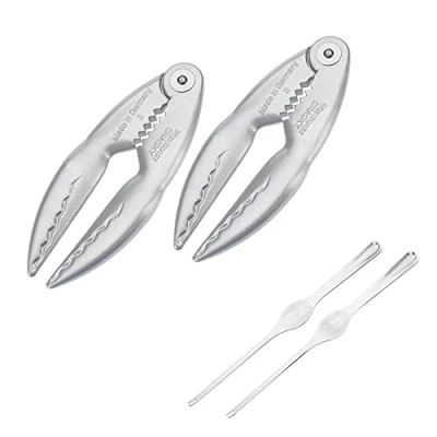 Immagine di Westmark Set per Crostacei, 4 Pezzi, 2 Pinze Cracky, Forchette Aragoste, Alluminio con Speciale Rivestimento il Contatto gli Alimenti/Acciaio Inox, Argento, 660022E6
