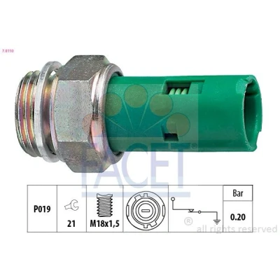 Immagine di FACET 7.0110 Bulbo Pressione Olio M18x1,5 Made in Italy OE Equivalent RENAULT: CLIO 1, Super 5 Hatchback, 21 Sedan, MITSUBISHI: Carisma Hatchback