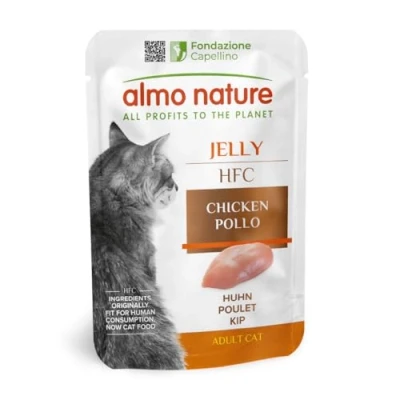 Immagine di Almo Nature HFC Jelly per Gatti Adulti Cibo Umido con 100% Pollo Fresco di Qualità HFC. Pacco da 24 Bustine x 55g cad.