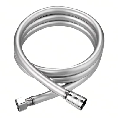 Immagine di CYILIUEN Tubo flessibile universale per doccia, 1 m, in PVC, con protezione antipiega, acciaio inox 304, colore argento