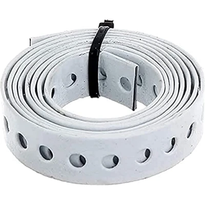 Immagine di Alberts 334253 Nastro forato, con o senza box di srotolamento, rivestito in plastica bianca, larghezza 17 mm, lunghezza 1,5 m