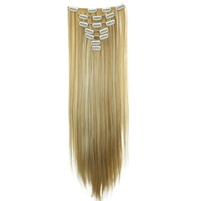 Immagine di CAISHA XL 60cm Estensioni A Clip SET Da 7 Pezzi Liscio Dei Capelli Resistenti Al Calore Pezzo Di Biondo Misto CE14
