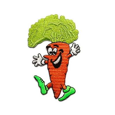 Immagine di carota verdura Toppe termoadesive Patch Toppa ricamate, misura: 8 x 4,9 cm