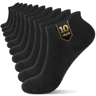 Immagine di YouShow 10 Paia Calzini Uomo Corti, Calze Donna, Fantasmini Cotone Elastiche Traspirante Nero Taille 39 42