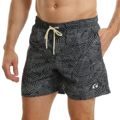 Immagine di Ript Performance Uomo Essentials Pantaloncini da bagno a rapida asciugatura con protezione solare UV 50, Stampa foglie della marina, L