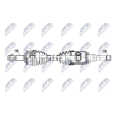Immagine di NTY NPW DW 055 Albero motore / Semiasse Assale anteriore Sx 628mm