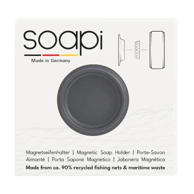 Immagine di Soapi Portasapone sospeso magnetico grigio scuro I supporto da parete per colla sapone sostenibile senza fori