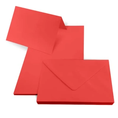 Immagine di Netuno 25 biglietti vuoti con buste, formato DIN B6, colore rosso arcobaleno, set di pieghevoli e buste in carta fogli busta