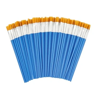 Immagine di Relaxdays Pennelli a Setola Piatta, Set 100 per Pittori, Pittura Acrilico, Olio, Acquerello, Hobby e Scuola, Multicolore