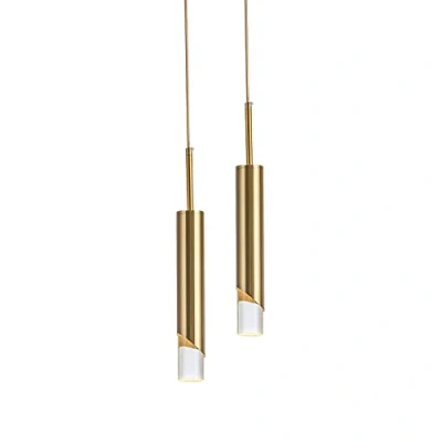 Immagine di SHALLOW SEA LED Moderno Nordic Acrilico Lampada a Sospensione Sala da Pranzo Lampade Supporto Soffitto Orientabile Faretto Per Illuminazione Dell&#039;isola Della Cucina (2 Luce, Oro)