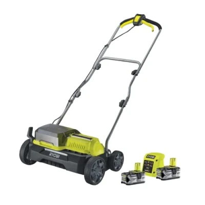 Immagine di Ryobi Scarificatore 2 x 18 V LithiumPlus Fusion Brushless Diametro 35 cm 55 L batterie 4,0 Ah 1 caricatore rapido RY18SFX35A 240
