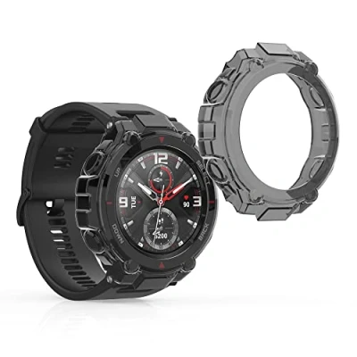 Immagine di kwmobile Set 2X Custodia Smartwatch Compatibile con Huami Amazfit T Rex/T Rex PRO Cover Case Trasparente Protezione Orologio Fitness Nero