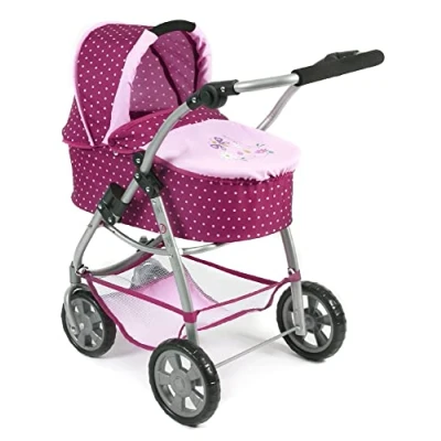 Immagine di Bayer Chic 2000 637 29 Emotion all in, Carrozzina combinata 3 in 1, Fantasia a Pois con Fiori di Mora, Colore: Lilla e Rosa