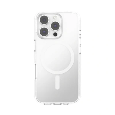 Immagine di PopSockets custodia per iPhone 16 Pro compatibile con MagSafe, Pro, ricarica wireless, solo custodia, trasparente