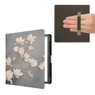 Immagine di kwmobile Custodia Cinturino Mano Compatibile con AmazonKindle Scribe Cover eBook Reader Case eReader Simil Pelle Magnolie