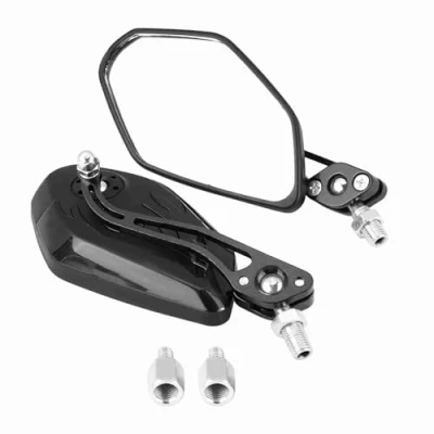 Immagine di Specchi retrovisori moto Coppia di specchietti universali 8mm 10mm Scooter per in alluminio Modello retrovisore laterale(Nero)