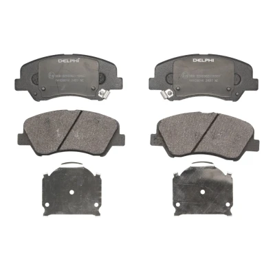 Immagine di DELPHI LP2497 Kit pastiglie freno con segnalatore acustico usura lamierino anticigolío accessori KIA: RIO 3, 4, 3 Stufenheck