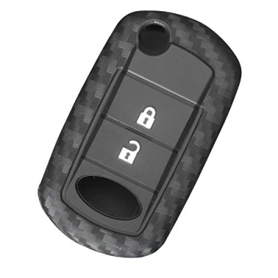 Immagine di Cover per chiave elettronica compatibile con Land Rover, in silicone fibra di carbonio, Rover Range Sport LR3 Discovery Protected 3 pulsanti