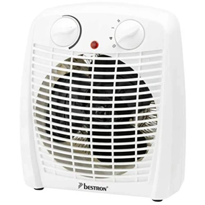 Immagine di Bestron Termoventilatore con 2 livelli di potenza, incl. protezione antiribaltamento e da surriscaldamento, per ambienti fino a 20m², 2000 Watt, colore: bianco