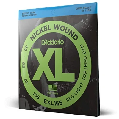 Immagine di D&#039;Addario Corde Basso Elettrico XL EXL165 4 Lunga Scala, Luce Personalizzata, 45 105 1 Pacchetto
