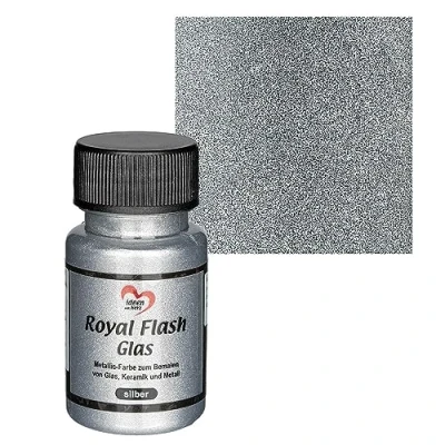 Immagine di Ideen mit Herz Royal Flash Colore per vetro, metallizzato, con particelle glitterate, 50 ml (argento)
