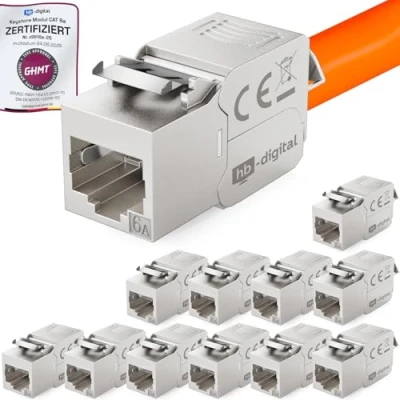 Immagine di hb digital 12x CAT 6A Keystone Modulo RJ 45 Jack Connettore 500 MHz 10Gbit/s Cavo Internet LSA per Patch Panel Ethernet LAN