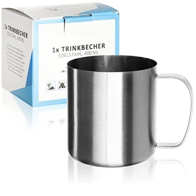 Immagine di Robin Goods Tazza da Bere Acciaio Inossidabile Argento di Alta qualità Campeggio infrangibile e priva BPA (1 Pezzo Colore Argento)