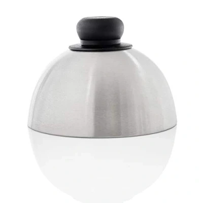 Immagine di Gastronette Cloche per hamburger, copertura cheeseburger, in acciaio inox satinato, ideale far sciogliere il formaggio, con manico di colore nero, accessorio barbecue e plancha
