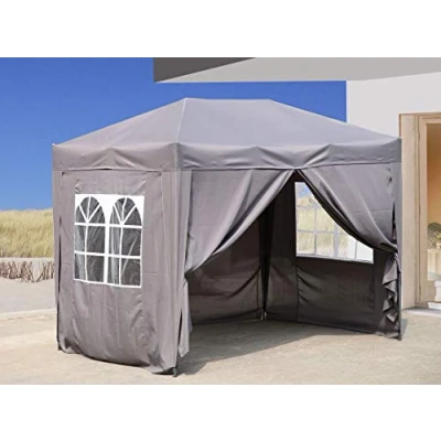 Immagine di QUICK STAR Gazebo Pop Up da Giardino, 2 x 3 m Colore: Grigio Affumicato con 4 Parti Laterali