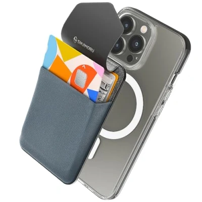 Immagine di Sinjimoru [2022 Updated] iPhone 14 Magnetic Wallet Compatible with MagSafe Wallet, Phone as Card Holder for 12,13 &amp; Series. M Flap Grey
