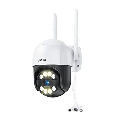 Immagine di ZOSI Telecamera Wi Fi Esterno 3MP, 2K da WiFi 360 IP66, Visione Notturna a Colori, Videocamera Tracciamento Intelligente, Rilevamento di Umano, Veicoli e Aree
