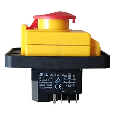 Immagine di Interruttore elettromagnetico DKLD DZ 6 2 Interruttori a pulsante di arresto emergenza per macchine utensili industriali AC 3 AC250V 15A 5E4 IP55