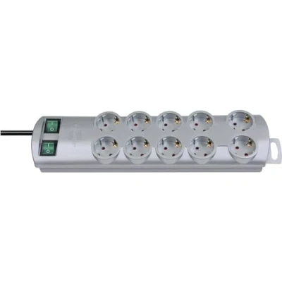 Immagine di Brennenstuhl 1153390120 Multipresa con interruttore 10 scomparti Argento Schuko 1 pz.