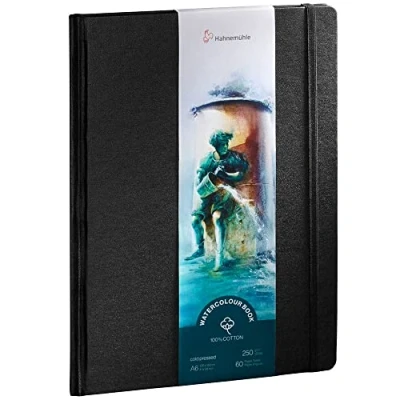 Immagine di Hahnemuhle 10625350 Quaderno per acquerelli, 100% cotone, stampa a freddo, 250 g/m², formato A6 verticale