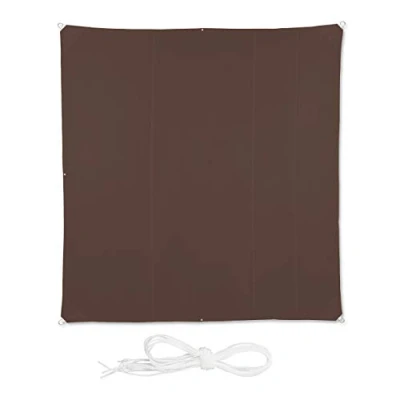 Immagine di Relaxdays Tenda a Vela Quadrata, Idrorepellente, Anti UV, con Corde di Supporto, Terrazza, Giardino, LxP: 5x5 m, Marrone
