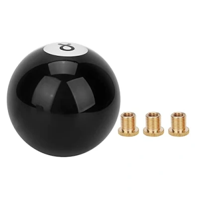 Immagine di Pomello Cambio Universale Nera a 8 Sfere di Biliardo, Manopola Auto con 3 Adattatori del Manuale per Auto, Camion,Automobile