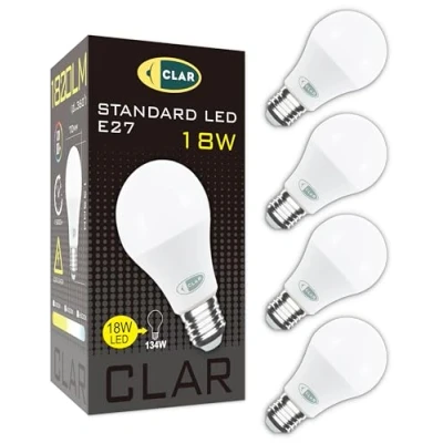 Immagine di CLAR Lampade LED Piu Luminose, Lampadina 150W, Lampadine E27 Luce Fredda 150W/120W, 18W 6000ºK (Pack 4)
