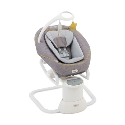 Immagine di GRACO 1AP998STZEU All Ways Soother, Sdraietta 2 in 1 e dondolo portatile (dalla nascita a 9 mesi circa, 0 kg), con vibrazione velocità di oscillazione regolabile, Stargazer
