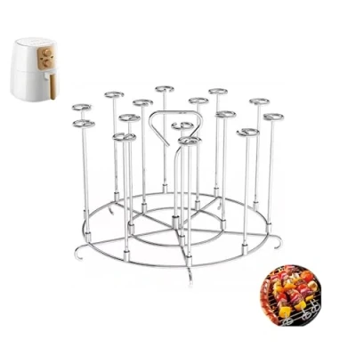 Immagine di supporto per spiedini, 15 in 1, acciaio inox, friggitrice ad aria Ninja da 8 litri, verticale spiedini cucina e barbecue