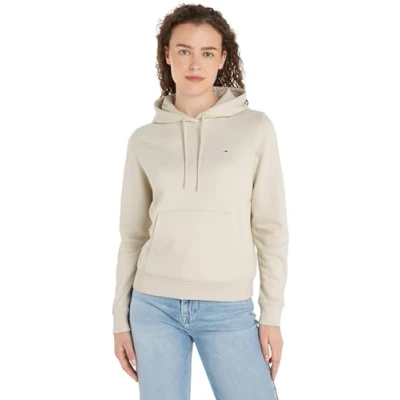 Immagine di Tommy Jeans Donna Felpa con Cappuccio Scollo Rotondo Regular Fit, Avorio (Newsprint), XL