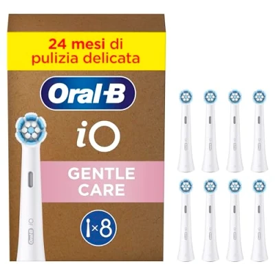 Immagine di Oral B Testine di Ricambio iO Gentle Care Bianche, Rotonde Originali per Gengive Sensibili, Setole angolate rimuovere la placca 8