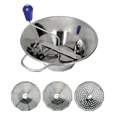 Immagine di Tellier Moulin 310 Millimetri in Acciaio Inox, Fornito con 3 Diversi setacci.